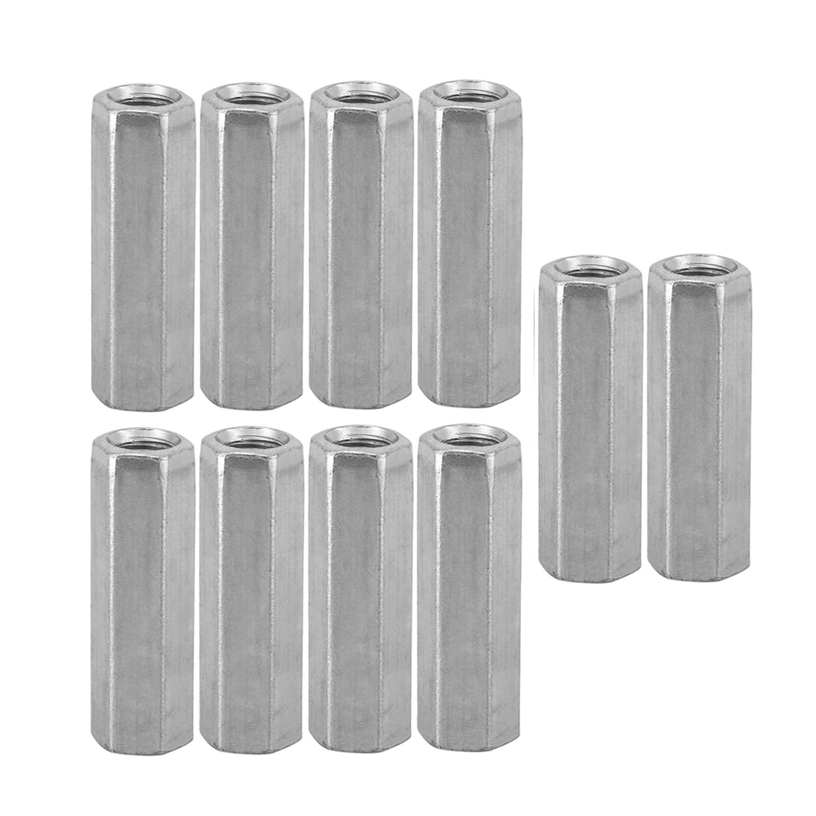 10Pcs M8 Long Rod Nut Hex Coupling Nut Hexagonal Sleeve Nut Standoff Threaded Fasteners (M8*40)