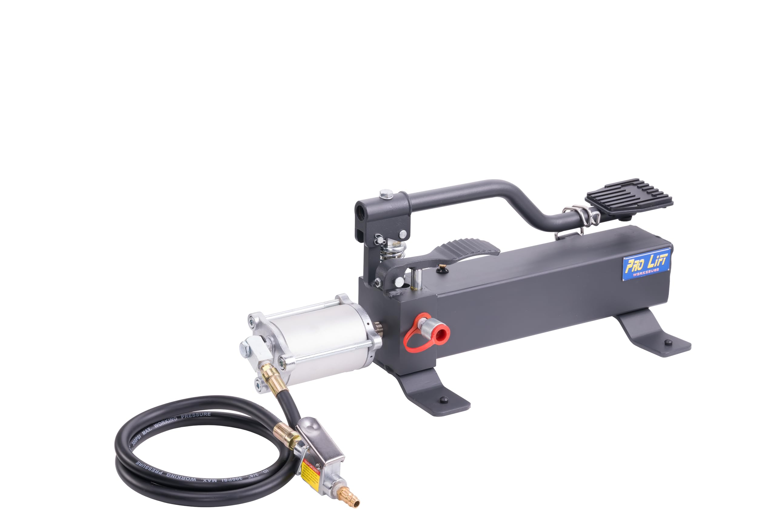 Hydraulikpumpe mit Fußpedal und Pneumatikantrieb Ölvolumen: 1000 cm³ Hydraulikpumpe 590 bar Arbeitsdruck hydraulic pump Druckzylinder