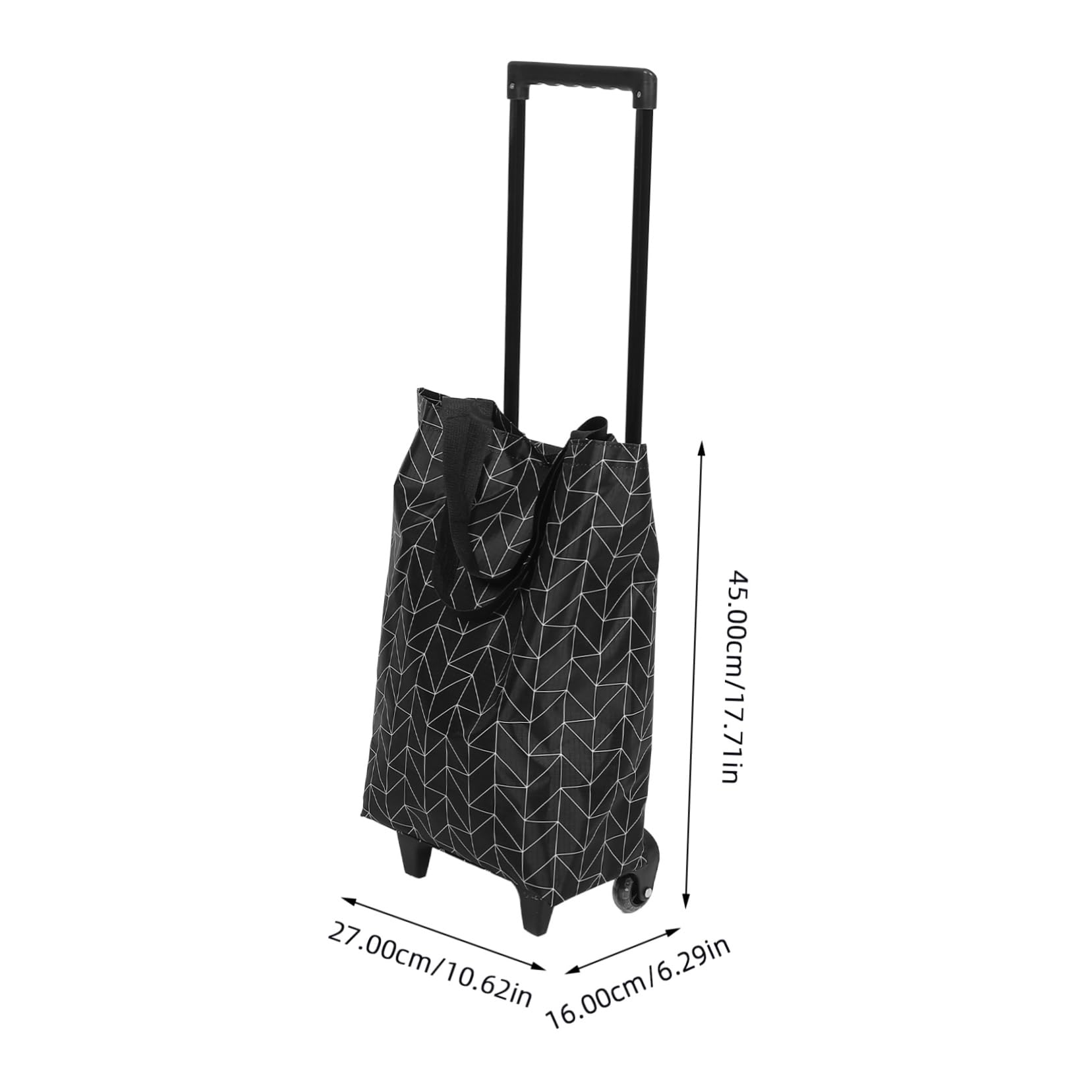 Lekki składany wózek spożywczy z kółkami – przenośny wózek na zakupy do artykułów spożywczych i na zewnątrz – elegancki czarny design dla łatwego transportu