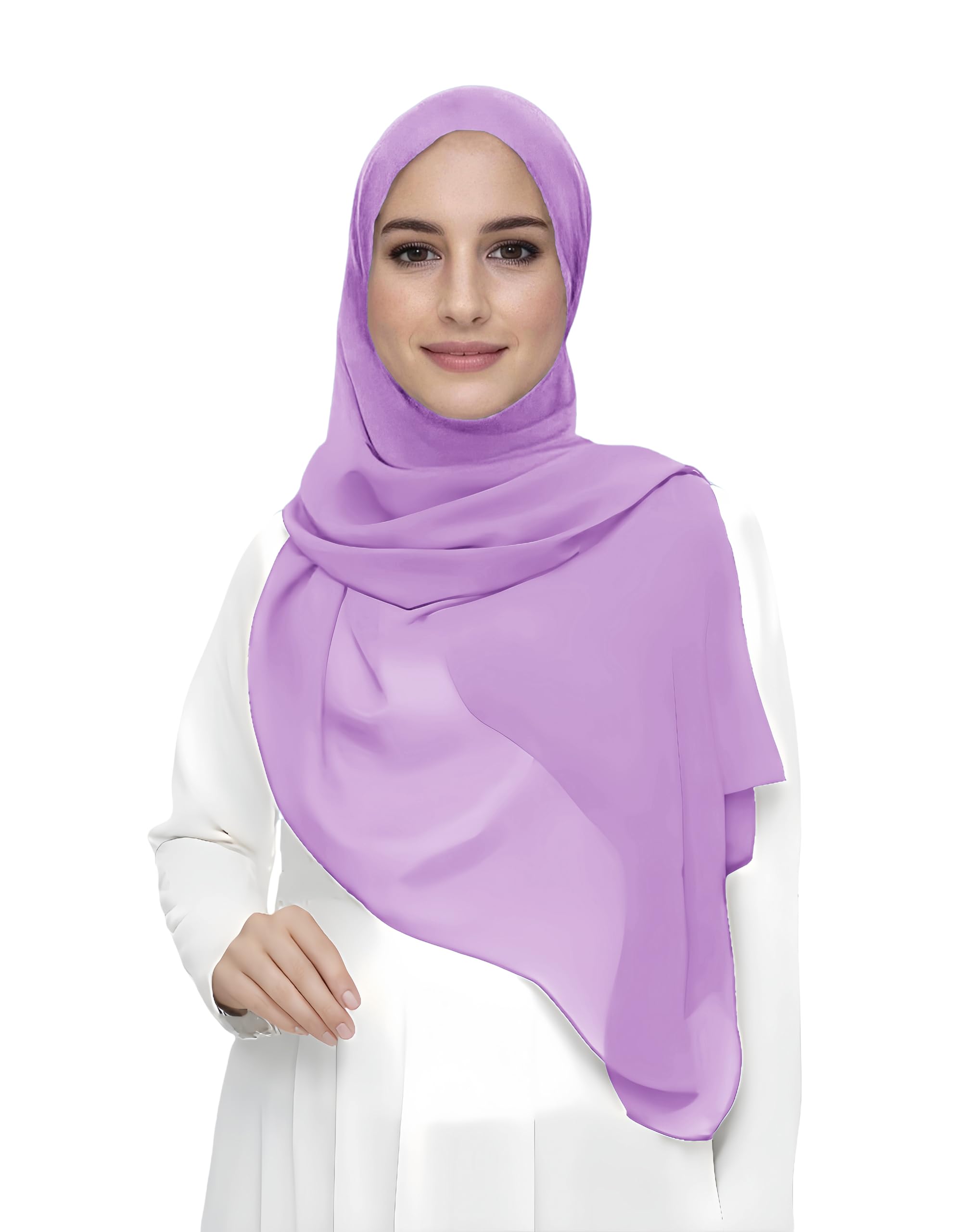 Premium Chiffon Hijab Head Scarf Shawl Wrap for Muslim Women Lightweight (Lavender)