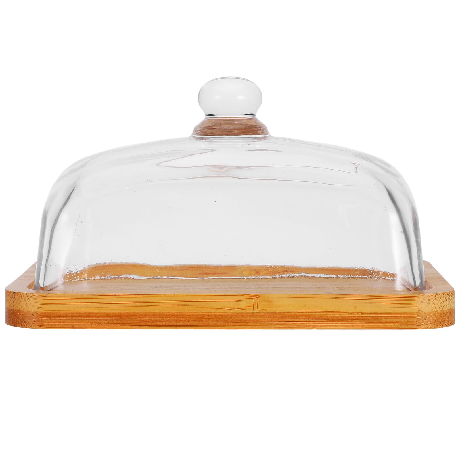 Beurrier Rectangulaire en Bois avec Couvercle en Verre 1 Pièce