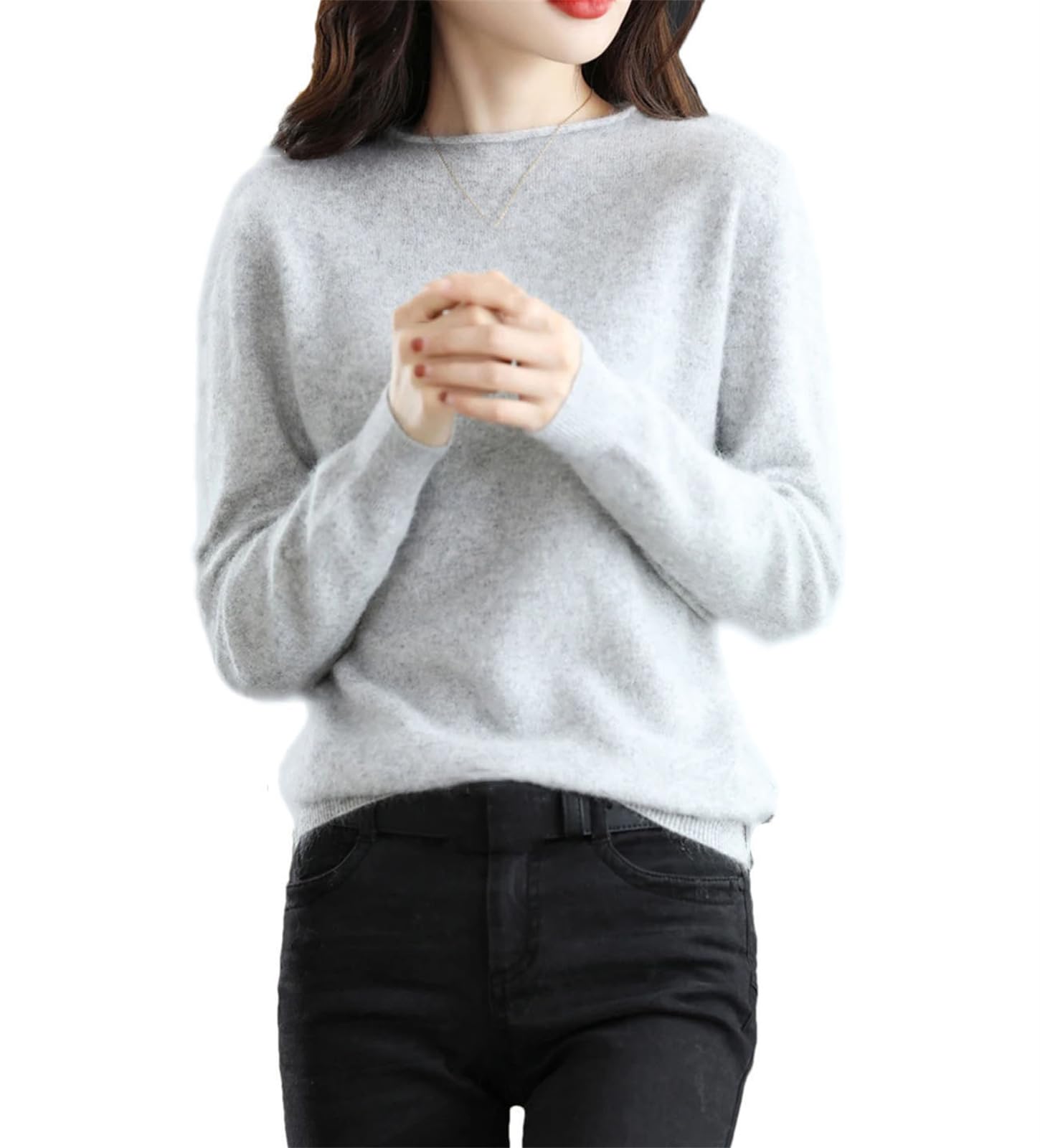 Maglione da Donna Autunno E Inverno con Scollo A O, Top Casual Lavorato A Maglia Allentato