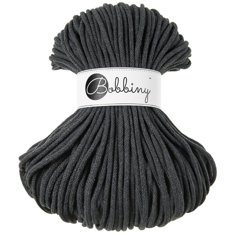 Bobbiny Premium 5mm Braided Macrame Cord (Charcoal) 50m — image 1
