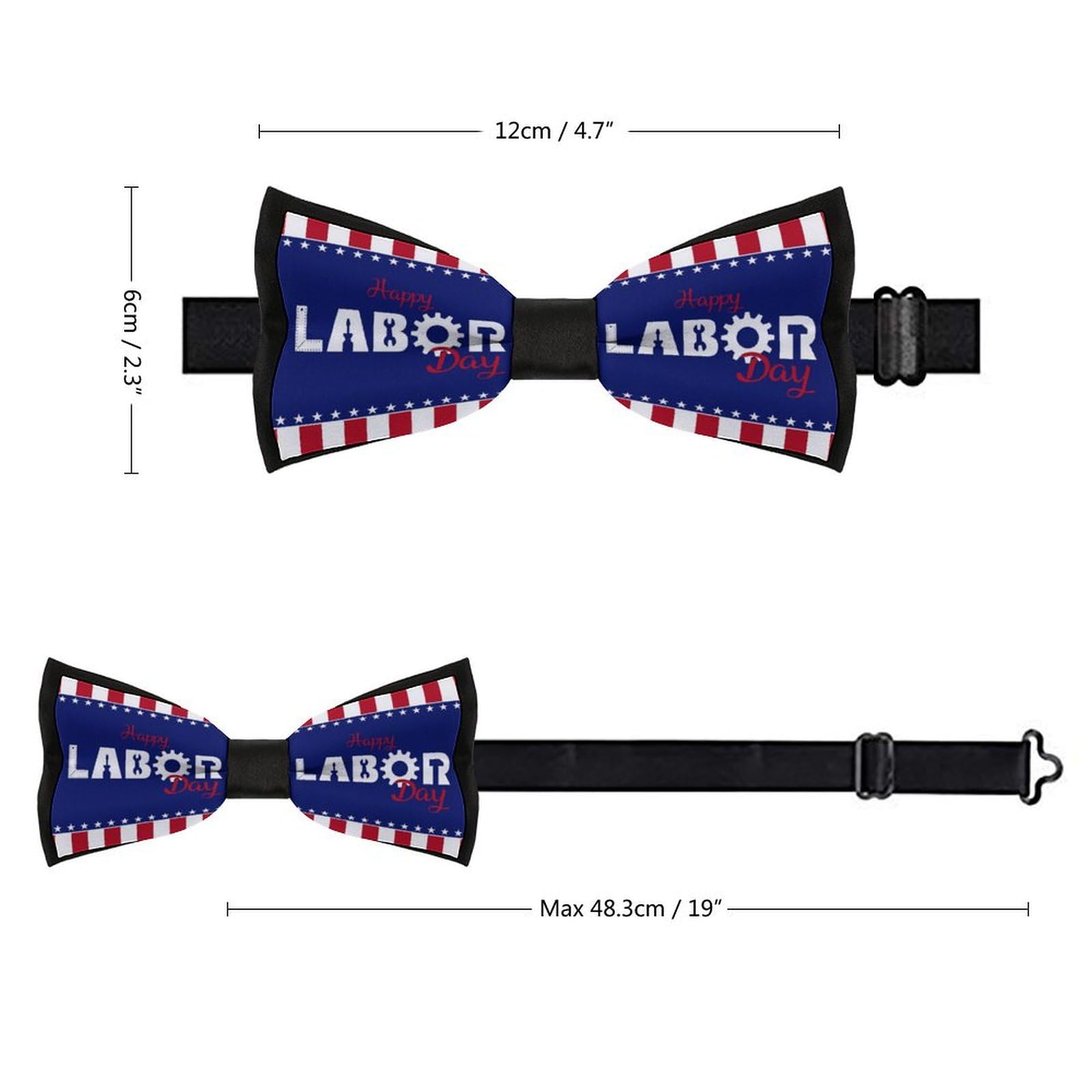 GoasNei Happy Labor Day Bow Tie for Men Adjustable Necktie Funny Tie Neck Ties for Weddings Party