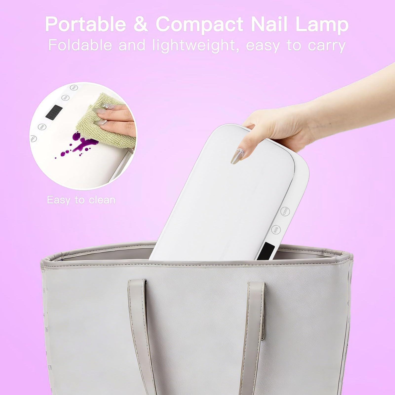 Asixxsix LED-Nagellampe, Faltbarer Nageltrockner für Gellack mit 4 Timer-Einstellungen und Bequemem Handkissen, Professionelles Härtungslampenlicht für den Salon zu Hause (EU-Stecker)