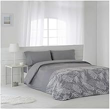 COTTON ARTean IGUELDO Cotton Percale Duvet Cover, 200 Thread Count, Button Closure, Duvet Cover for 150 cm Beds (240 x 220 cm) + 2 Pillowcases (Grey)