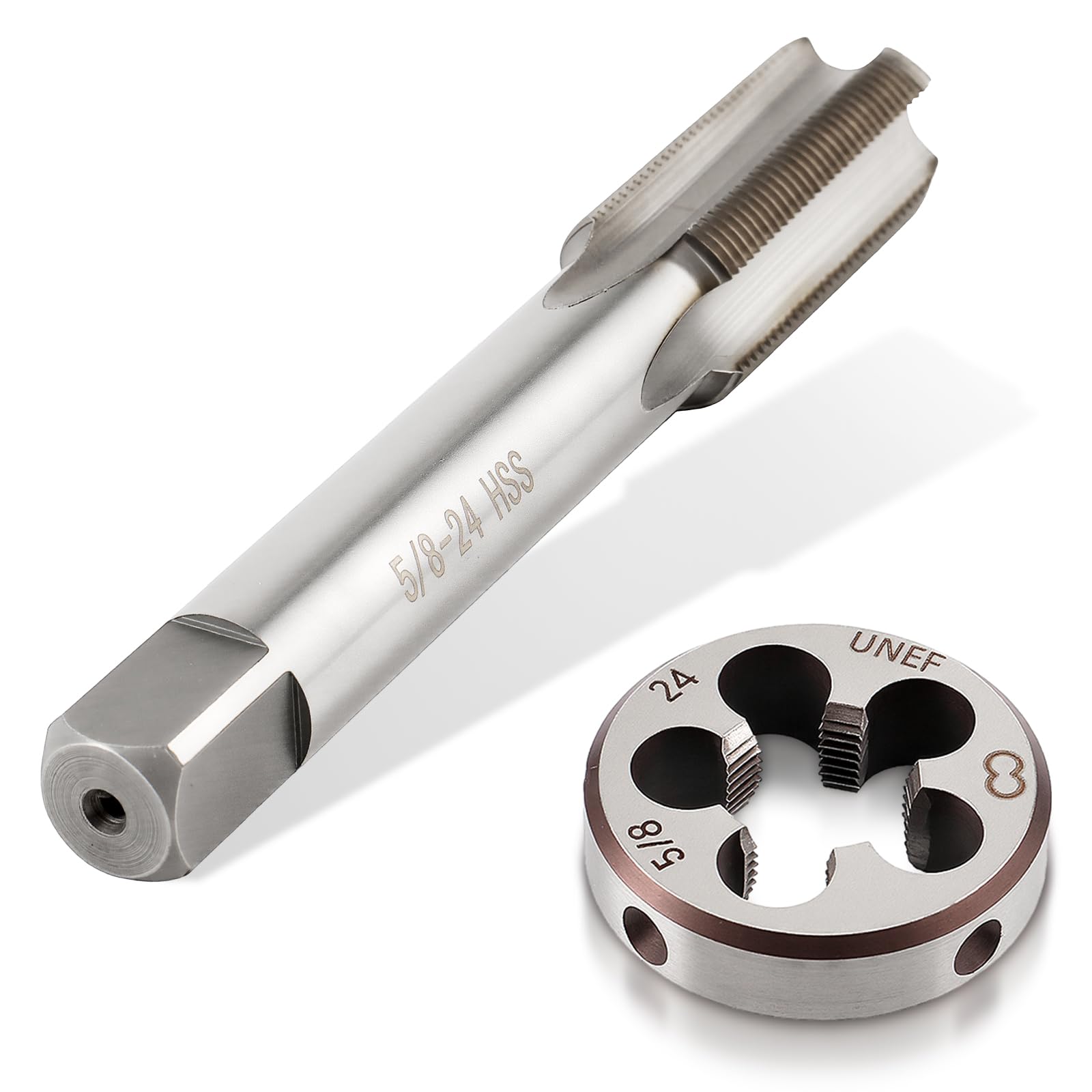 AUTOKAY New HSS 5/8"-24 UNEF Right Hand Thread Tap and Die Set (5/8x24) RH