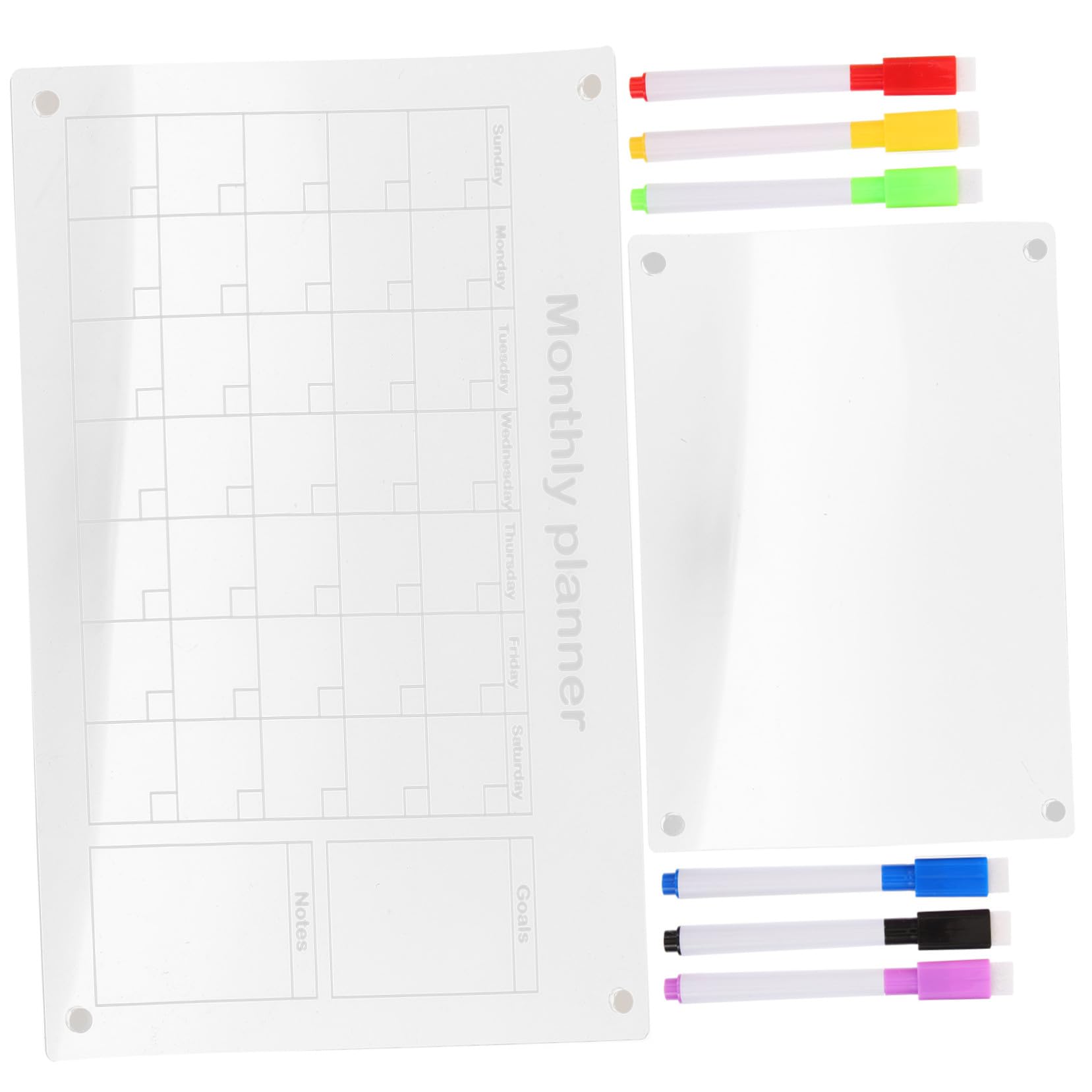 TEHAUX Magnetischer Acryl Kalender Kühlschrank Abwischbar Dry Erase Board Monatsplaner mit Whiteboard-markern Wiederverwendbar für Familienorganisation und Küchenplanung