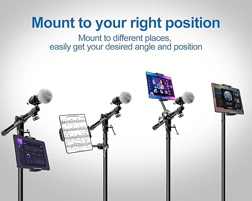 Miniatura 2 de elitehood Soporte de aluminio para iPad para soporte de micrófono, soporte de música para iPad para micrófono, soporte de micrófono ajustable