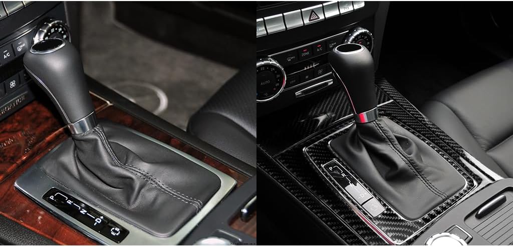 Real Carbon Fiber Car Gear Shift Panel Sticker Cover Trim Compatible with Mercedes-Benz C-Class W204 C250 C300 C350 2008-2015 2009 2010 2011 2012 2013 2014 C63 AMG 2008-2011 Interior Decal Accessories