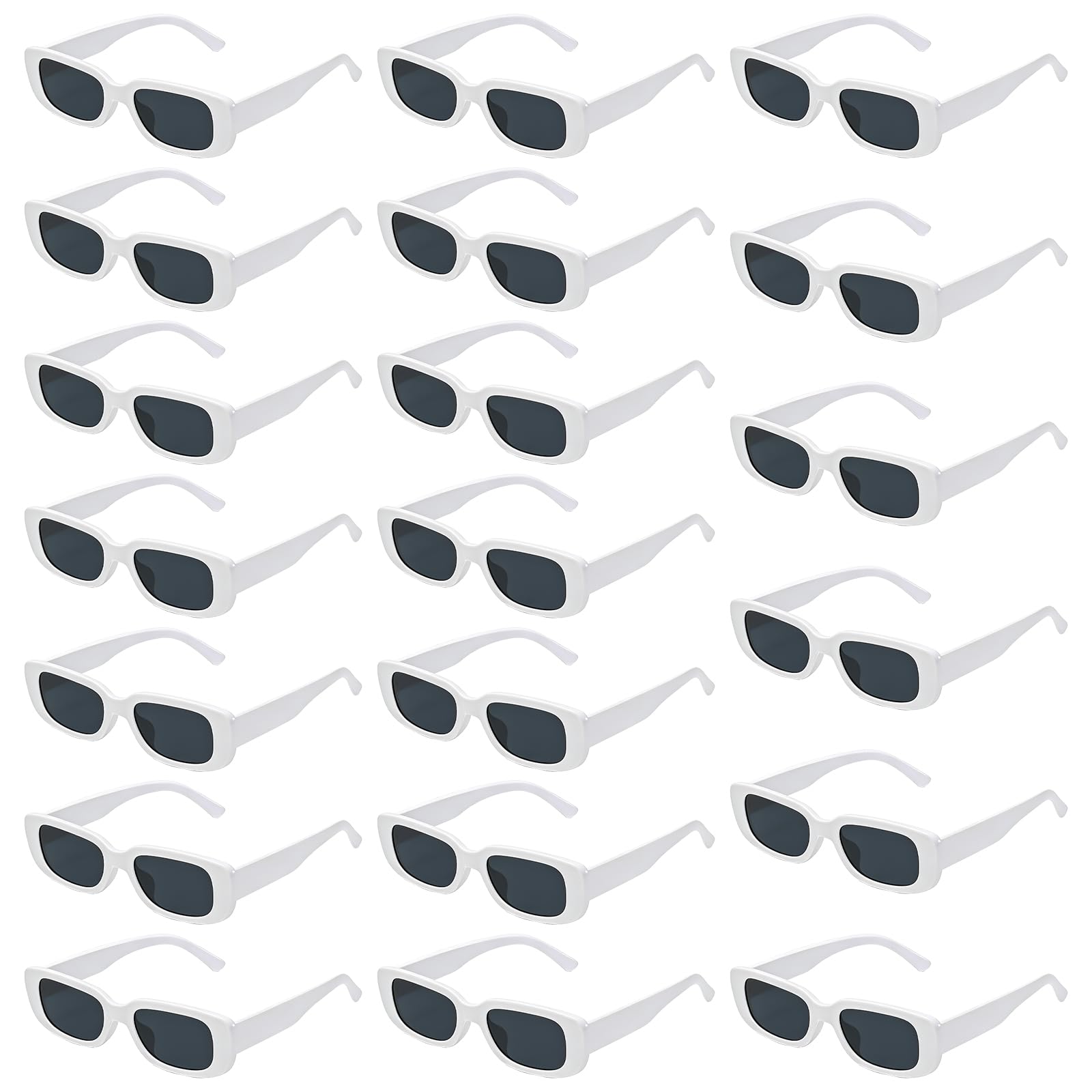 Set di 20 occhiali da sole rettangolari vintage, set di occhiali da sole retrò, occhiali alla moda per uomo e donna, occhiali retrò alla moda con protezione UV, occhiali da sole per feste