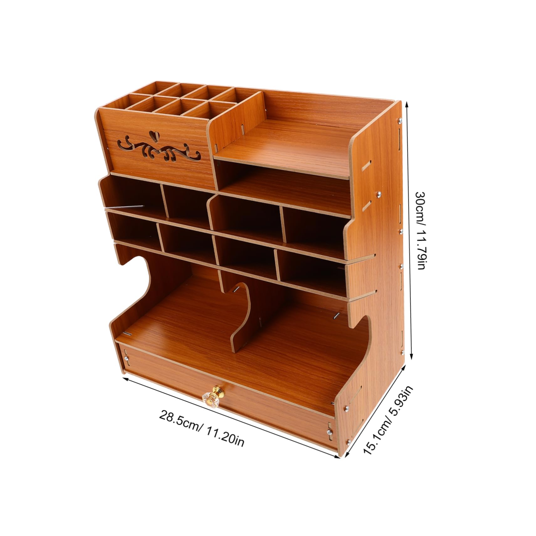 Veemoon Portalápices de Madera de Gran Capacidad con Compartimentos | Base Estable, Diseño Elegante, Organizador de Papelería para Oficina y Hogar, Estructura Multicompartimento