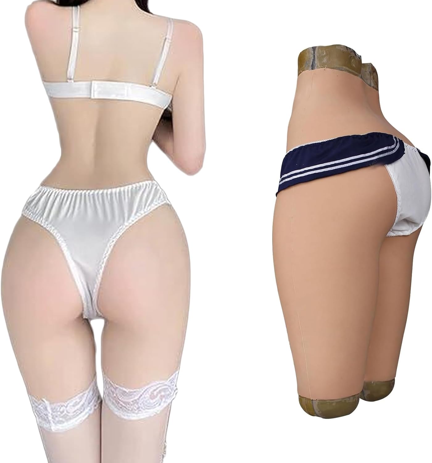 Silicone Pants Half-Length Vagina Shorts Hips Lifter Enhancer Pants Male to Female Pluggable Underwear for Cosplay,Brown,basics
