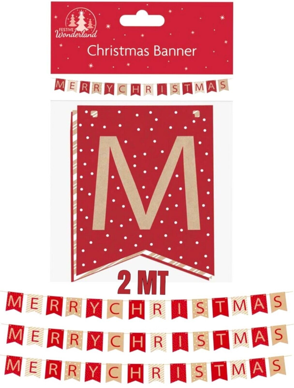 PaulStore Merry Christmas Banner Bunting Party Decoration Hanging Decors Garlands Treat-2M (1 Pack)