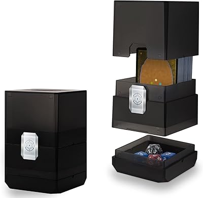 Sooez Heavy Duty MTG Deck Card Box with Dice Storage, 100+ Deck Case Boulder, Perfect Deck Holder for MTG Commander/YuGiOh/TCG and Sports Cards (Black)