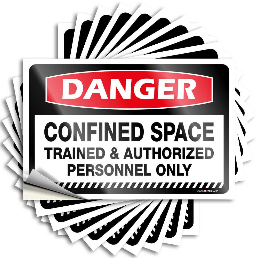Home Gym Decor Essentials Decals - Danger Confined Space Trained & Authorized Personnel Only Case Waterproof Vinyl Sticker(12X18CM)