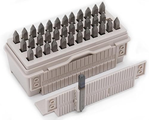 Miniatura 17 de Haga que sus letras se alineen más ordenadamente. Juego de sellos de números y letras mayúsculas de 36 piezas (A-Z y 0-9) - punzón de 1/8" (3 mm)