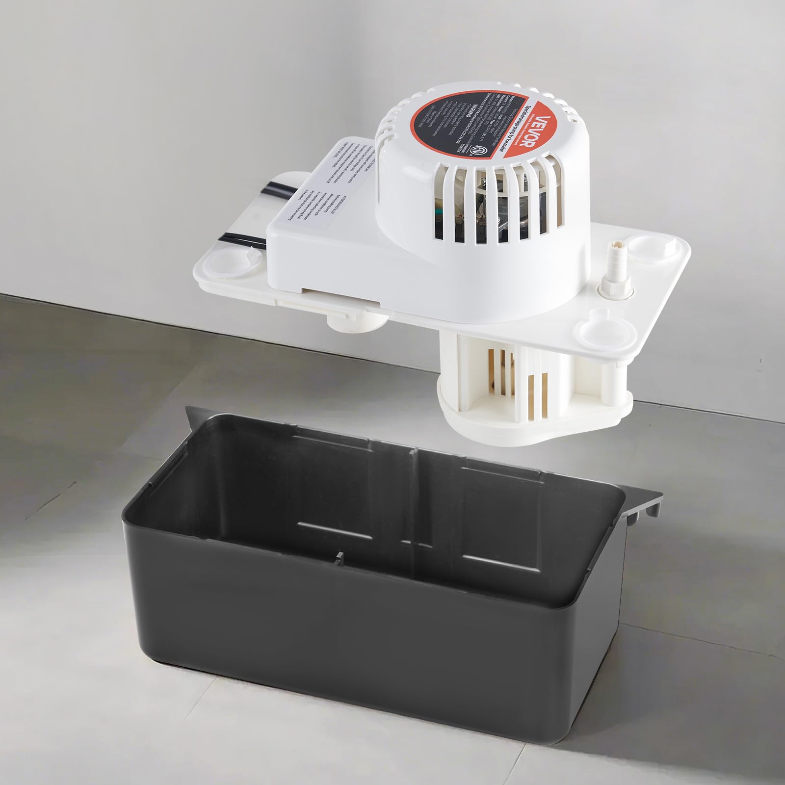 VEVOR Kondensatabsaugpumpe Kondensatpumpe 1/50 PS 1,89 L Tank, automatische AC-Kondensatpumpe mit Schwimmerschalter und 6 m Schlauch für Klimaanlage Luftentfeuchter, Eisbereiter-Wasserablauf Schwarz