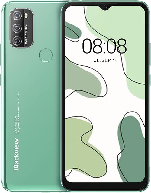 Blackview Android 11 Smartphone, A70Pro Mobile Phone(2022), 4G Dual SIM Phone with 6.52" HD+ Screen, 5380mAh Battery, 4+32GB/128GB, 13+5MP AI Triple Camera, Face/Fingerprint Unlock, GPS- Green