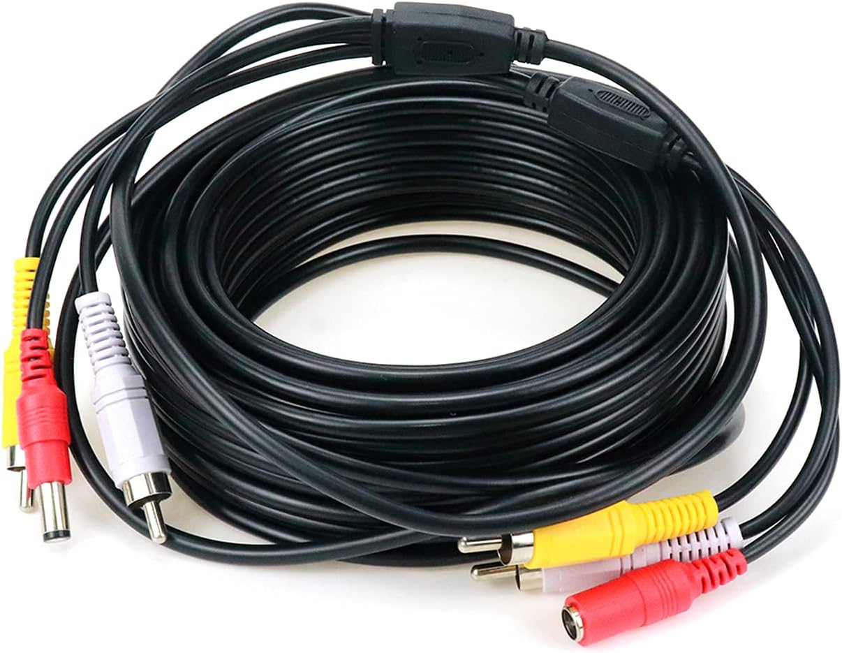 Dahszhi RCA Male to Male Audio Video Power Cable for CCTV Security Camera 50Ft Long