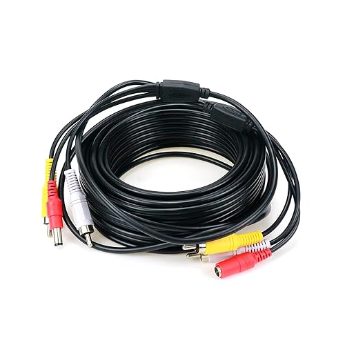 RCA macho a macho cable de alimentación de audio y video para cámara de seguridad CCTV de 50 pies de largo