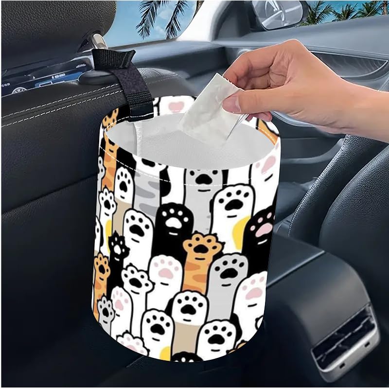 Image of Portable Reusable Waterproof Car Trash Bin, Multipurpose Vehicle Organizer, Road Trip Essentials (Dog paw)