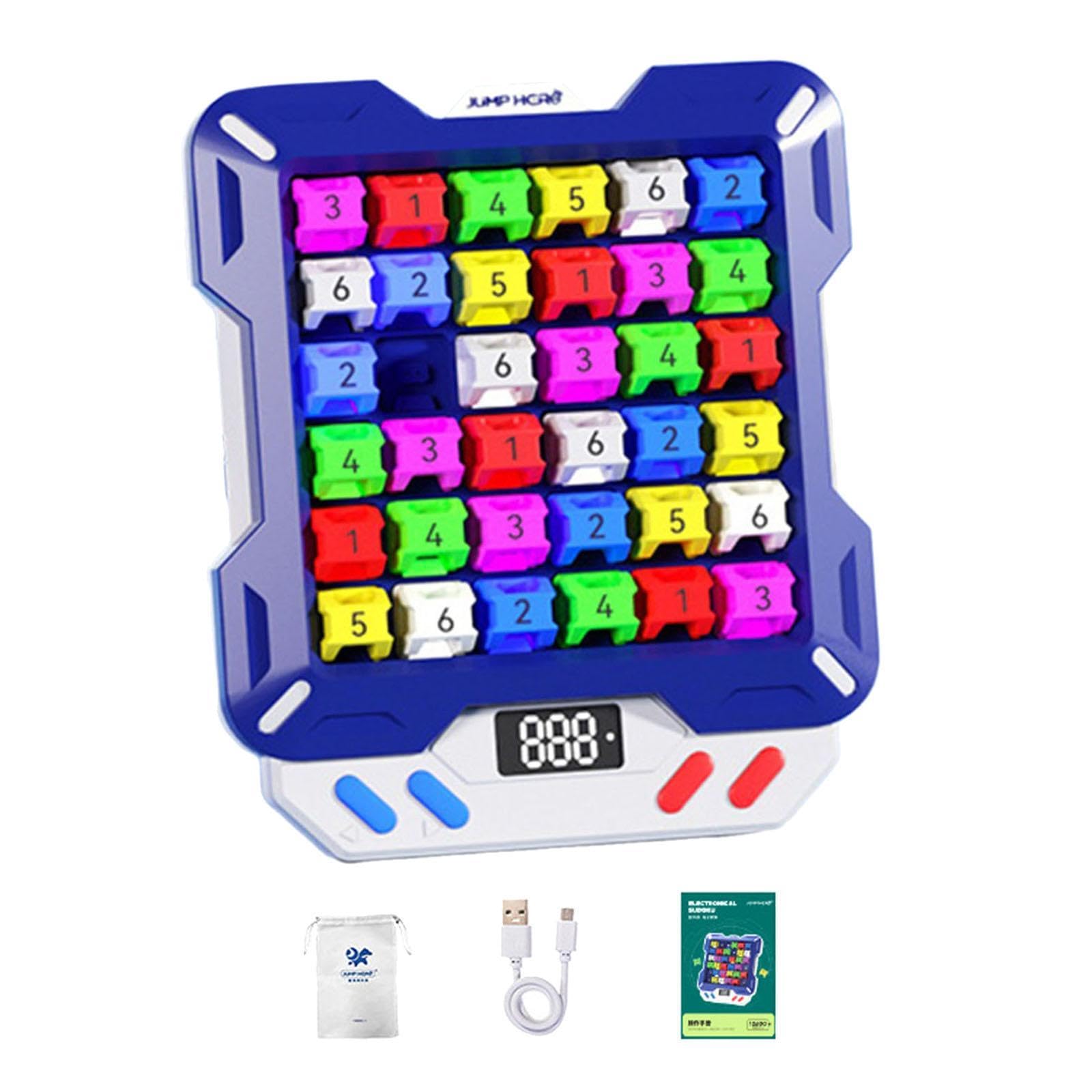 Juego Electrónico de Sudoku Juego Portátil de Mesa Educativo Razonamiento Matemático Desafío Mental con Iluminación Adecuado para Niños Escuela Y Acti, Azul