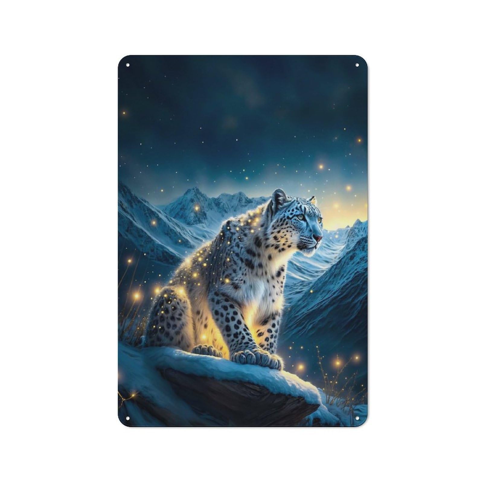 Junmoney A Snow Leopard Tin Sign 30X20cm For Café Or Home Bar, Rustic Wall Decor, For Café-Style Decor Fans