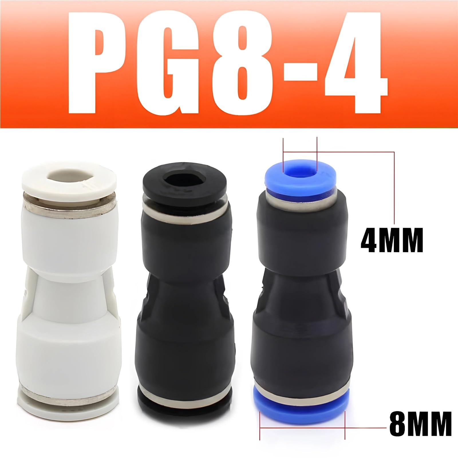 Złączki pneumatyczne Złącze plastikowe PU/PG 4-16 mm wąż rura wciskana proste szybkie połączenie gazowe 1 szt. (PG 8-4 mm, czarny regularny styl)
