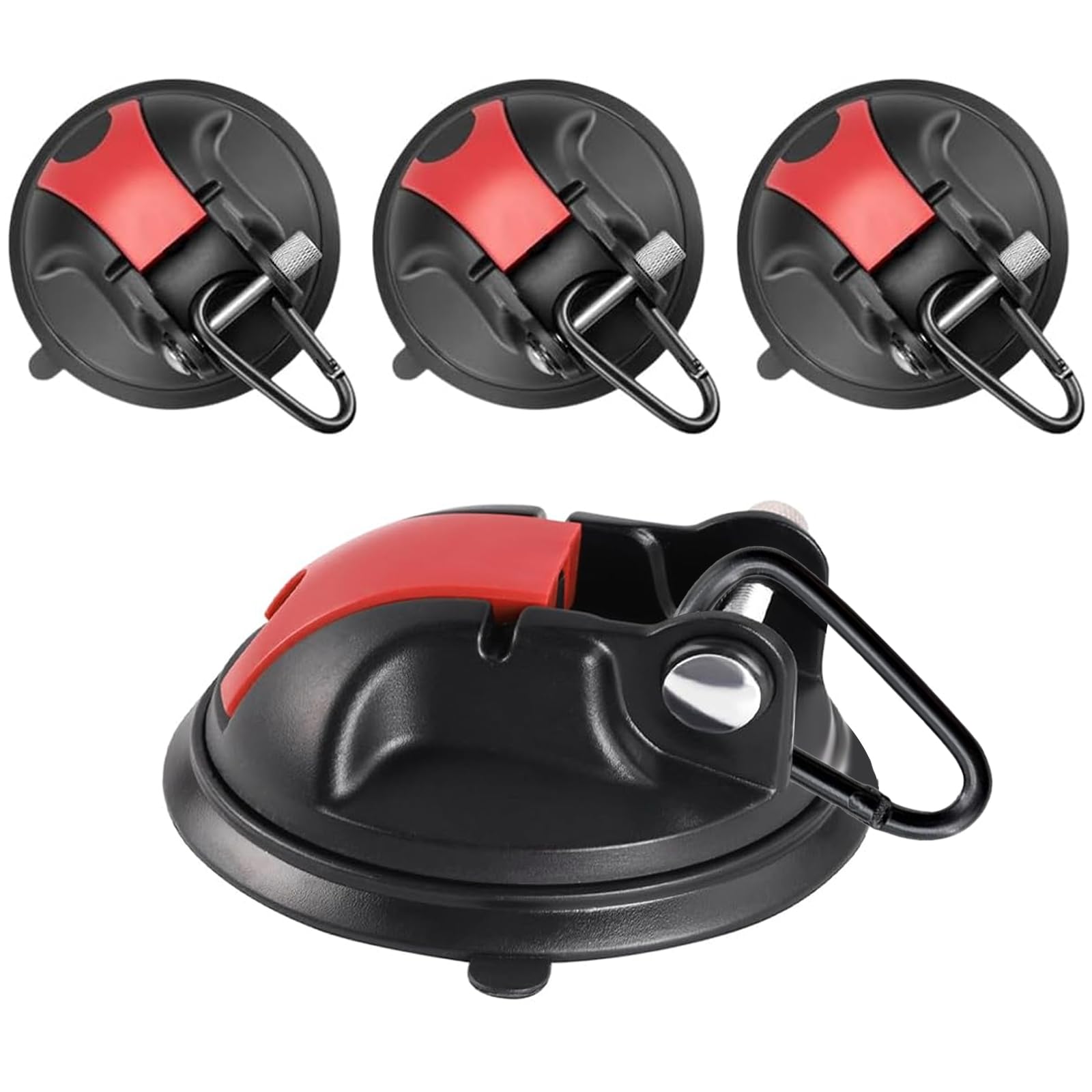4 Stück Saugnapf Haken, Starke Saugnäpfe Tragfähigkeit 30KG, Saugnapf Camping Set mit D Haken, Saugnapf Haken Stark Set für Camping und Haushalt