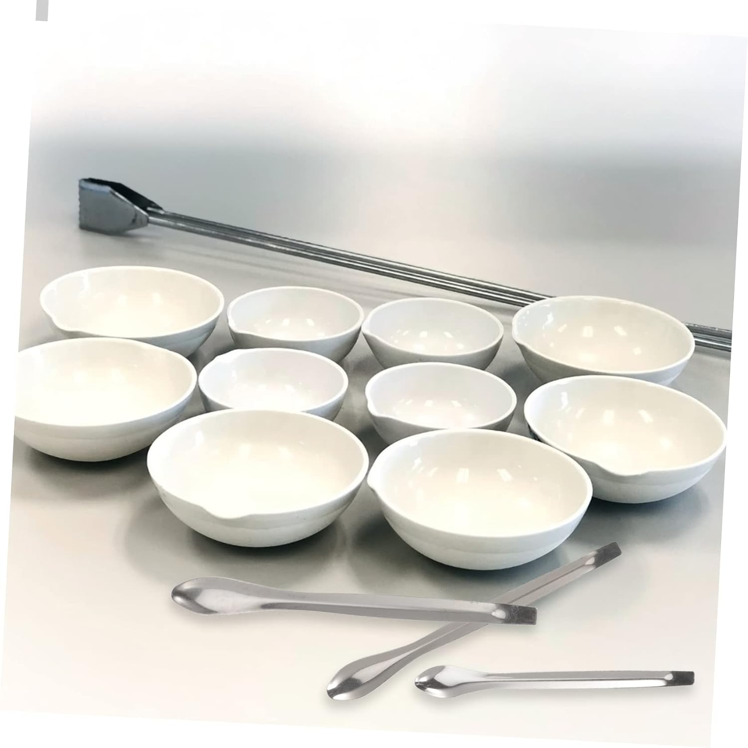 BESTOYARD 12pcs Stainless Steel Lab Measure Spoon Sampling Spoon Experiment Tool