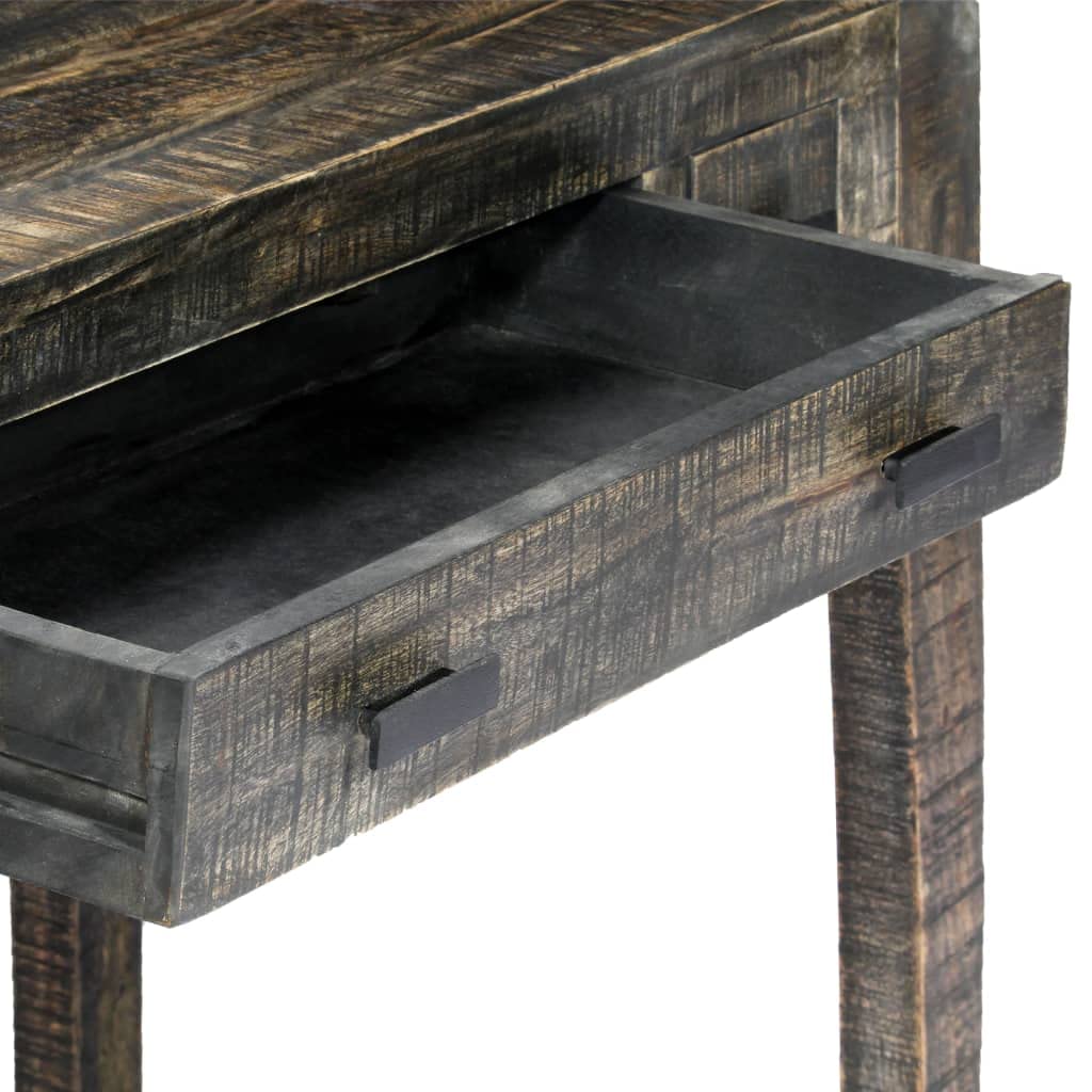 Scrivania nera in legno massiccio di mango, 110 × 50 × 75 cm, con 3 cassetti, spazio di archiviazione come ufficio, tavolo da lavoro per PC, laptop, segretario, ergonomica, salvaspazio