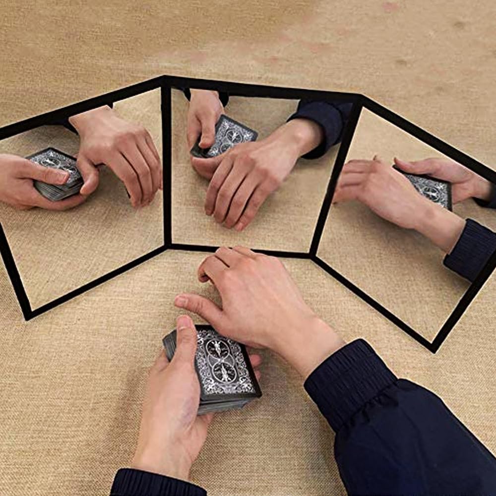 3 Way Mirror Practicing Mirror for Card Magic Gimmick Illusions Magic Tricks Accessories Stage Professional Magician Pad