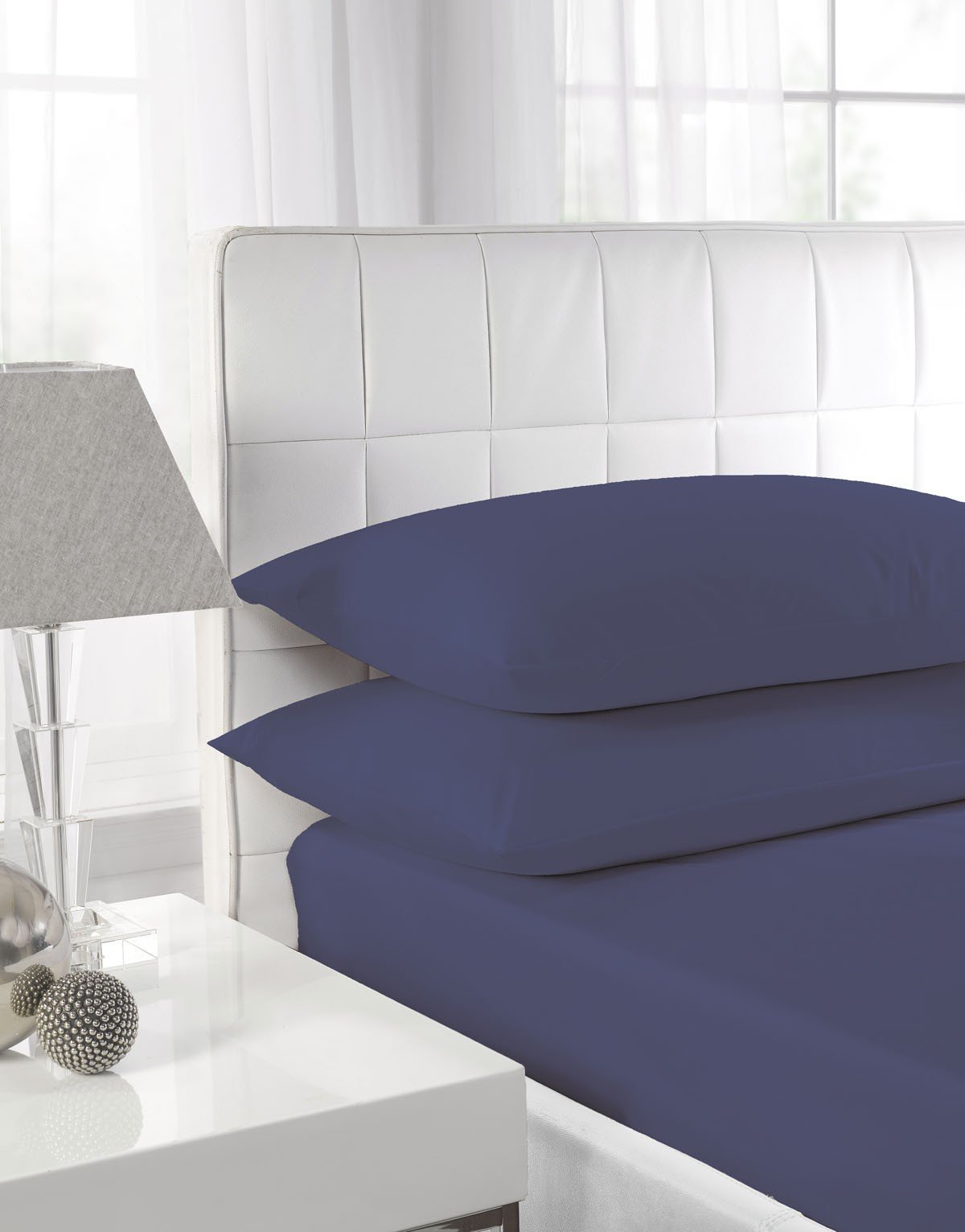 Textiles Direct Easy Care Polycotton Navy Double Fitted Sheet โ image 1