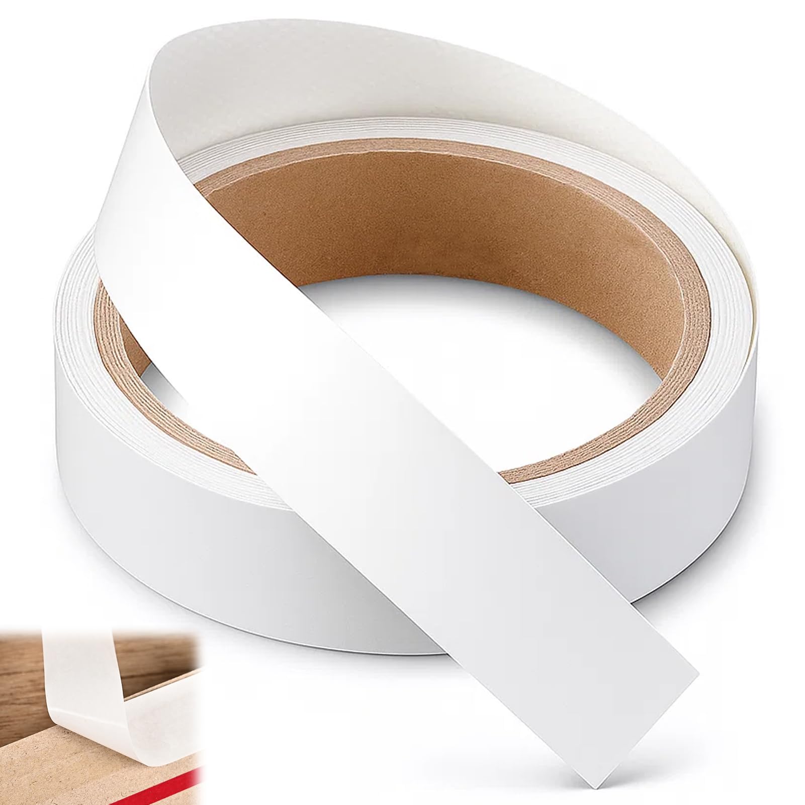 Girihe 20MM x 10M Self-Adhesive Edging Strip, White Tape, Edge Banding, Sticker Edge Sealing Tapes, Worktop Edging Strip, Pre-coated finishing tape for DIY Furniture Repair & Home Projects