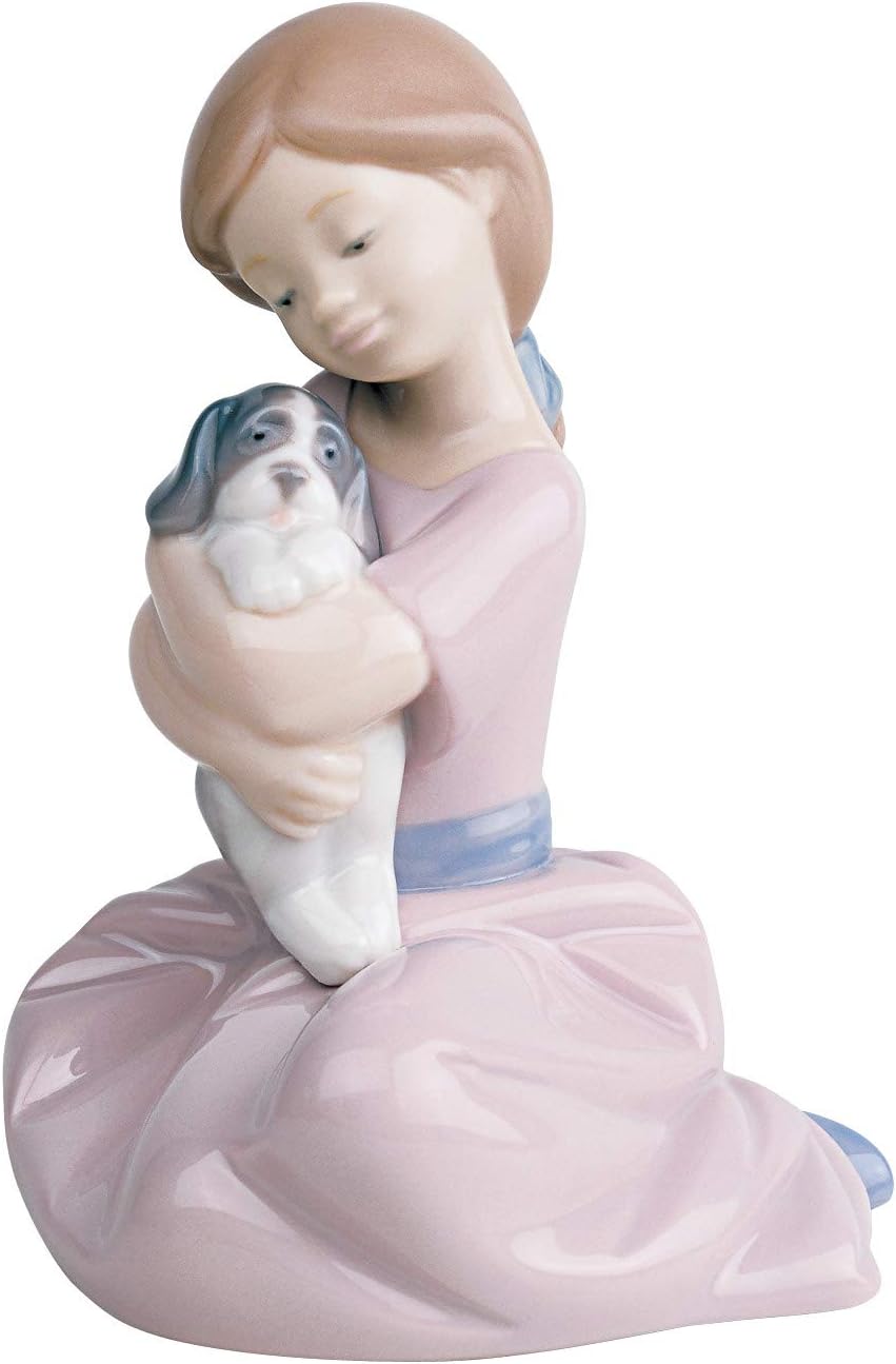 LLADRÓNao by Collectible Porcelain Figurine: MY PUPPY LOVE - 5 1/2" tall - girl with puppy dog