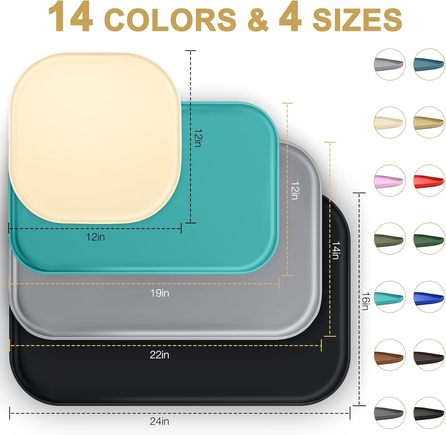 Silicone Pet Feeding Mat with Raised Edge for Food and Water, Dog Bowl Mats, Cat Bowls Placemat with High Lip for Floor Waterproof, Rubber Tray for Cats and Dogs 19 x 12 x0.7 Black - Image 2