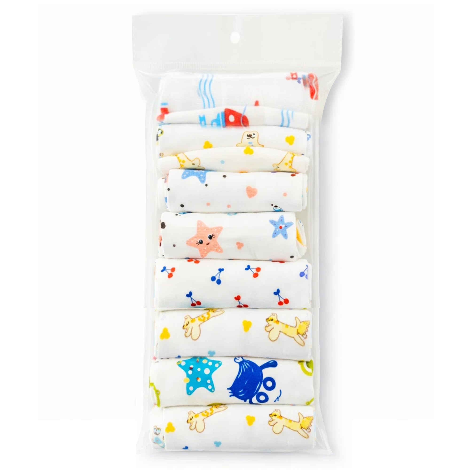 GLUN® Soft Premium Baby Washcloth for Newborn, Pack of 7 (28x28cm) Printed Mini Wash Towel, Washable, Reusable, & Absorbent, Extra Soft Face Towels for Babies-image-27