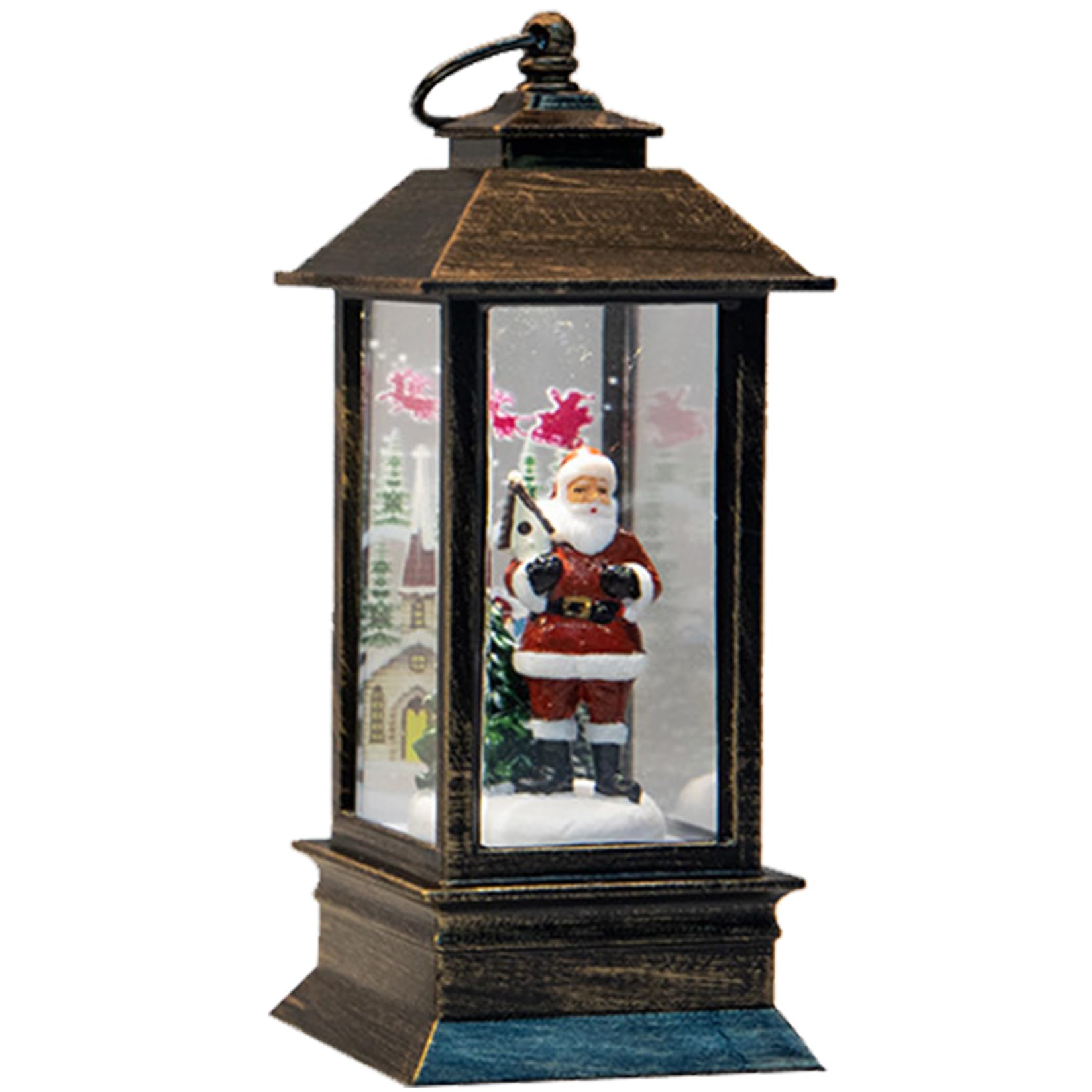 Outdoor Christmas Decorations Christmas Lantern with Led Vintage Hanging Christmas Glitter Lantern Battery Operated Tree Snowman Santa Claus Christmas Lanterns Indoor for Table Bedroom Style 3