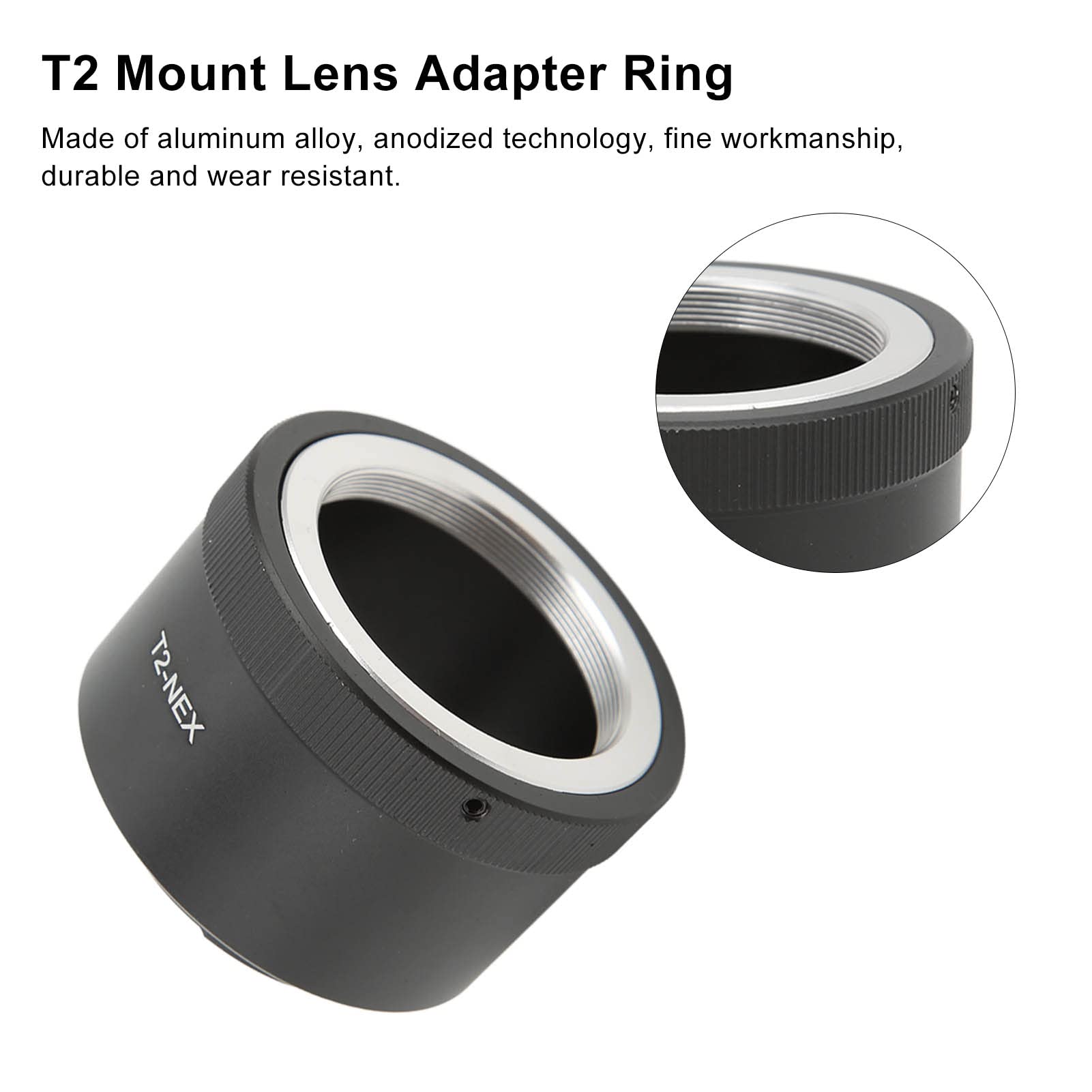 Anillo Adaptador de Lente T2-NEX para Lentes de Montura T2 para Sony E Mount NEX-3 NEX-3C NEX-3N NEX-5 Y Otras Cámaras Adaptador de Montura de Lente