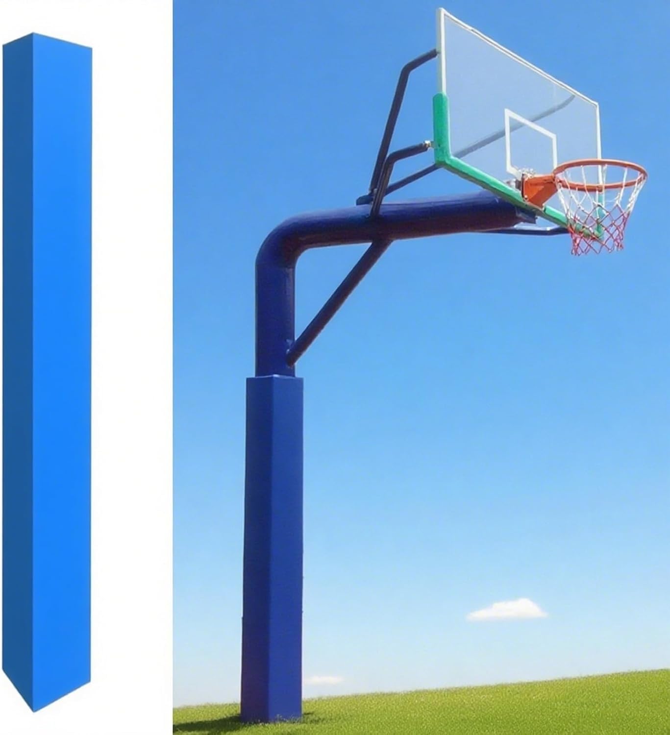 Almohadilla de Postes de Baloncesto Almohadilla Protectora de Poste Cuadrado para Exteriores, Embalaje de Columna de Seguridad para Patios de recreo y gimnasios(Blue,15x15x180cm/6x6x71in)