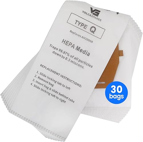 Volca Spares Bolsas de filtro de repuesto Hepa tipo Q compatibles con aspiradoras verticales Hoover, 30 bolsas