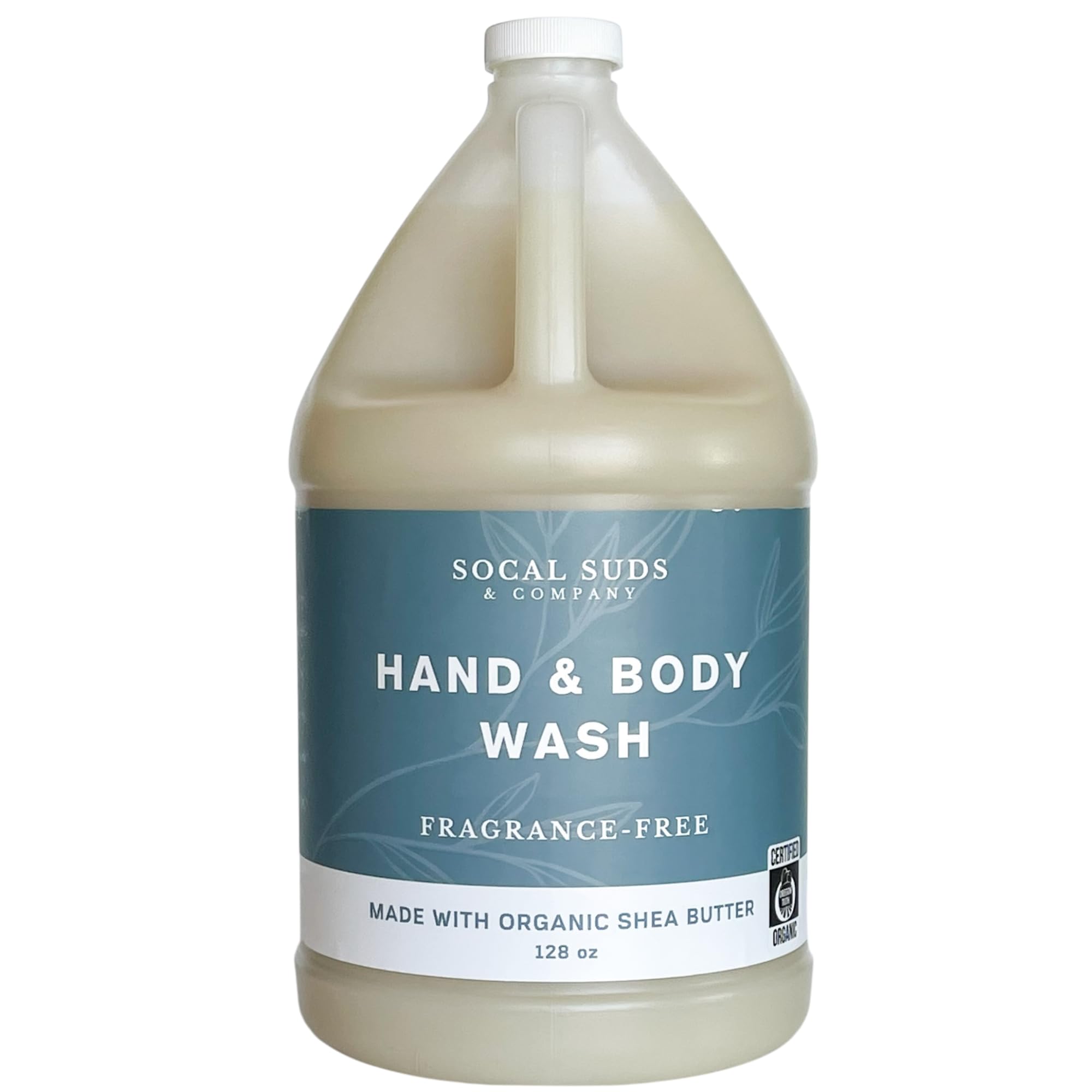 SoCal Suds Company 128oz Certified Organic Hand Body Wash w Shea Butter- Gentle Natural Body Baby Face Wash