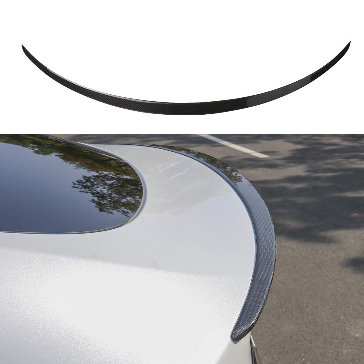 Buy ThinSGO Tesla Model Y Glossy Real Carbon Fiber Spoiler Trunk Lip