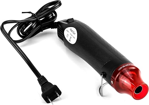 QWORK Pistola de calor, pistola de aire caliente de 110 V, 300 W, pistola retráctil con soporte y cable de alimentación, para envolver PVC,