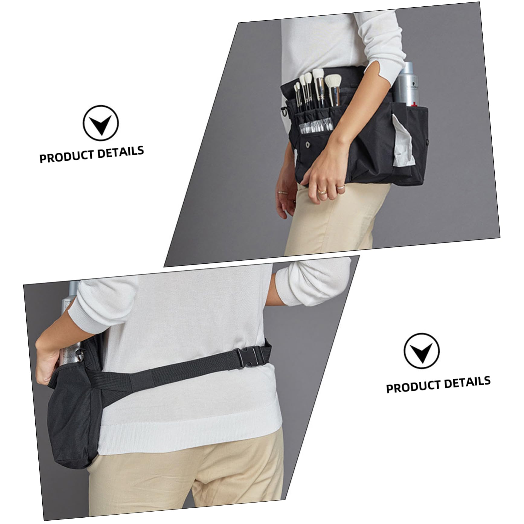 Borsa da Viaggio in Tela Nera Cinturino per Pennelli Cosmetici, Organizer Pratico e Compatto per Trucco in Movimento