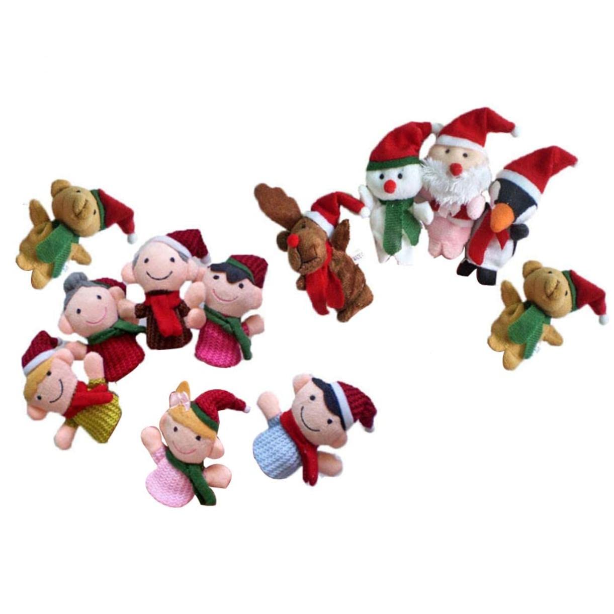 TOYANDONA Pz Bambola Da Dito Cartoni Animati Bambola Da Dito Per Bambini Bambola Da Dito Di Natale Marionette Da Dito Per Bambini Giocattoli Di Babbo Natale Animale Calzini Natalizi