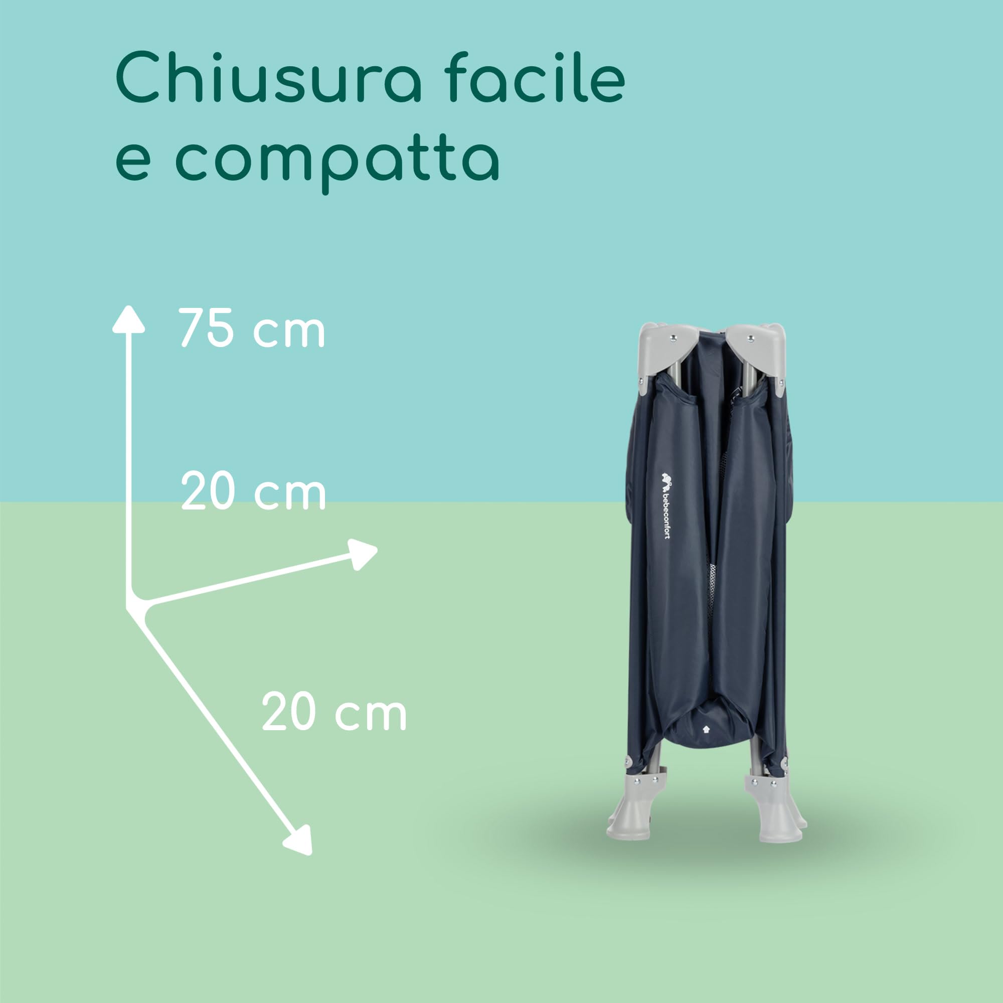 Bebeconfort Sweet Dreams Lettino da Campeggio per Bambini 0-3 anni (15 kg), Lettino Neonato da Viaggio Pieghevole Leggero, Materasso Imbottito, Finestra Laterale, Chiusura Compatta, Navy Blue