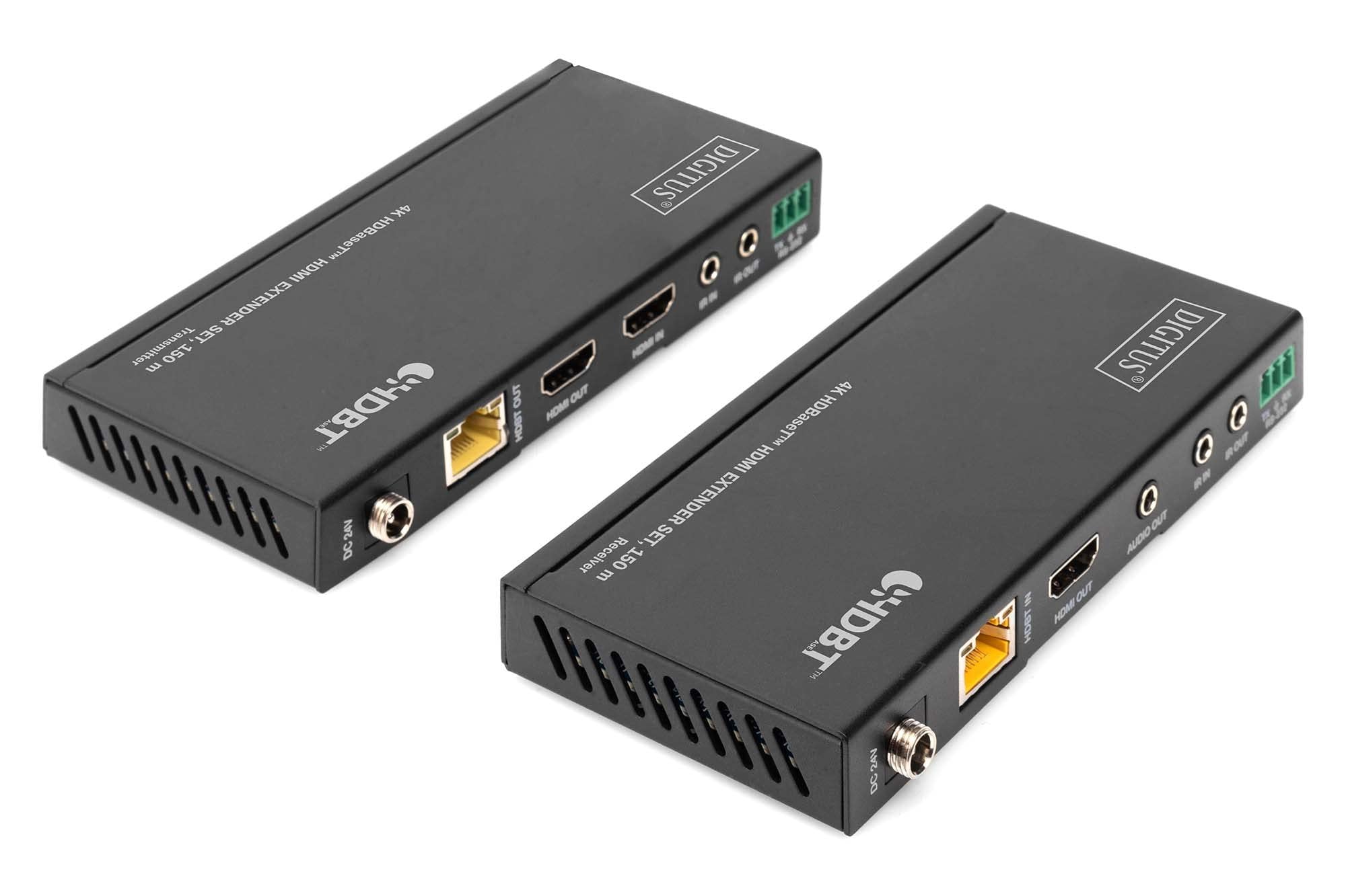 DIGITUS DS-55508 Estensore HDMI HDBaseT UHD 4K/60 Hz 120 m LAN Set Trasmettitore Ricevitore IR RS232 HDCP 2.2