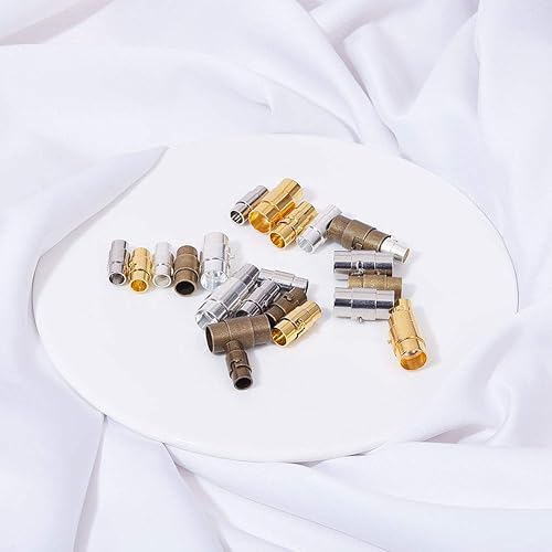 Miniatura 5 de SUNNYCLUE 1 caja, 64 unidades, 32 juegos, 4 cierres de color, 3 tamaños, 0.189 in, 0.236 in, 0.315 in, tapa de extremo de cuero Kumihimo para